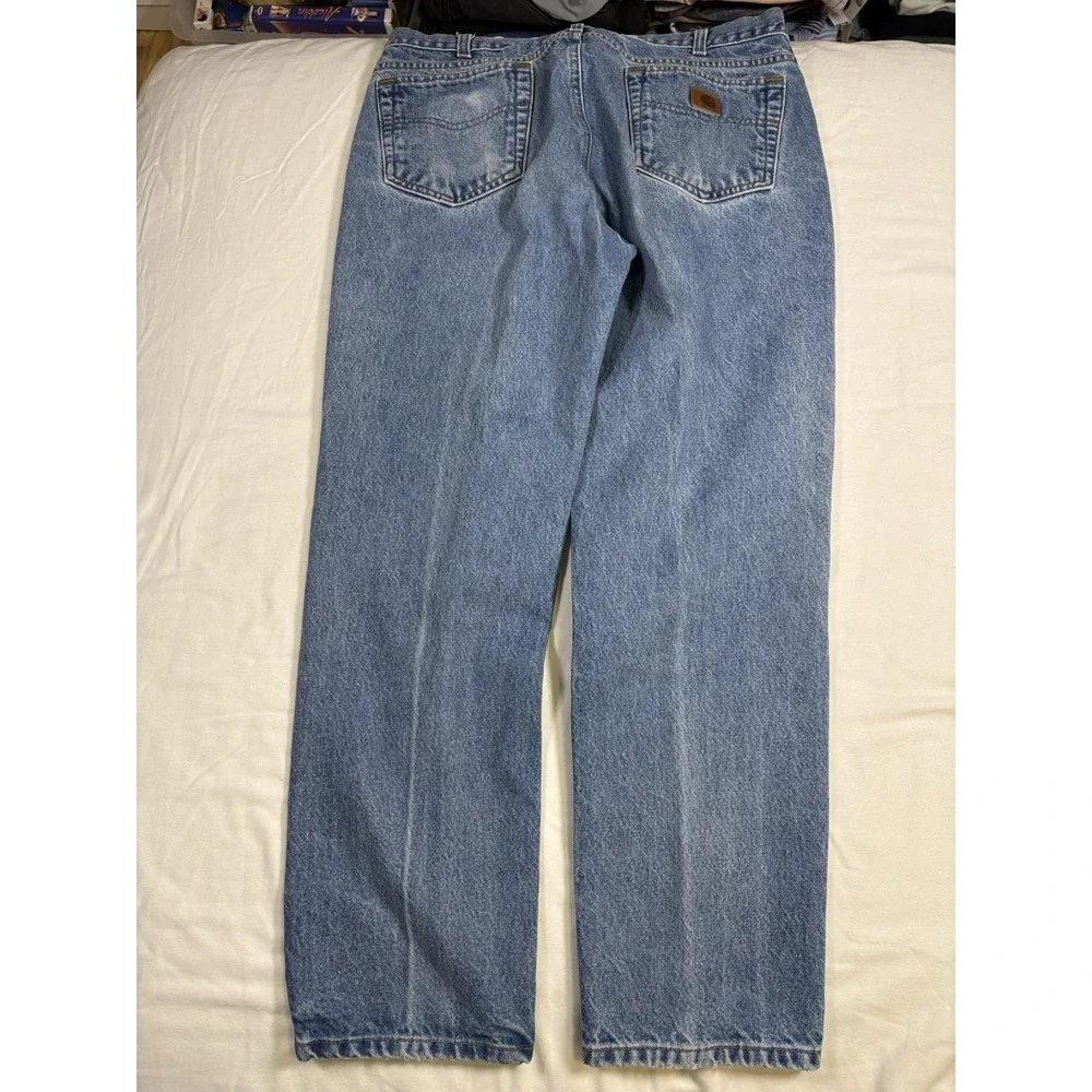 Carhartt B18 DST Straight Leg Denim Jeans Mens Measures 36x30 Blue Workwear Fade